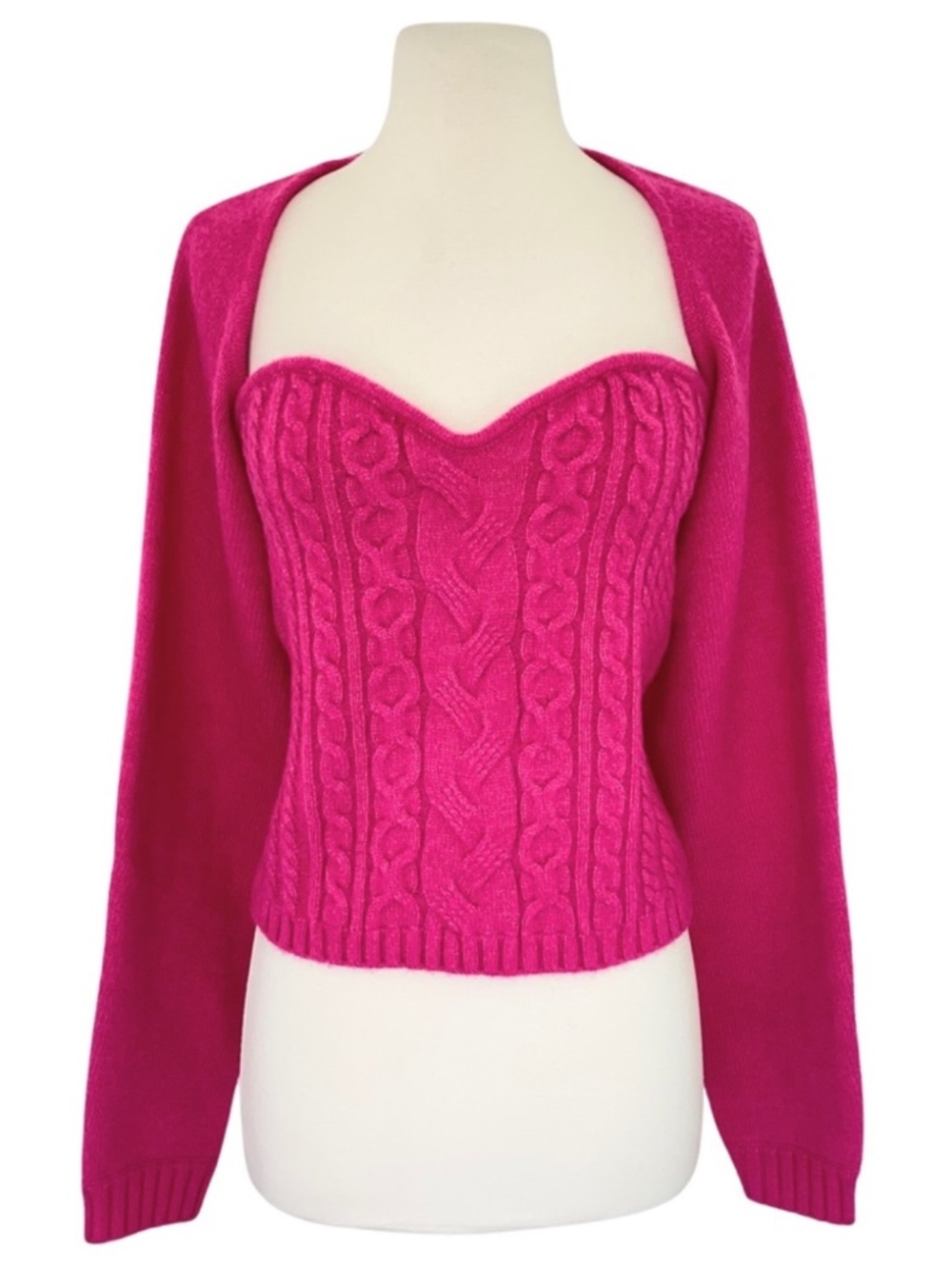 NEW Wayf Knit Shrug Sweater & Tube Top Set Bright Pink Large